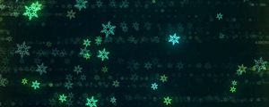 Preview wallpaper snowflakes, glitter, abstraction, green