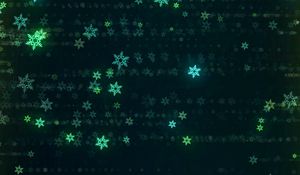 Preview wallpaper snowflakes, glitter, abstraction, green