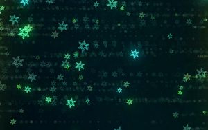 Preview wallpaper snowflakes, glitter, abstraction, green