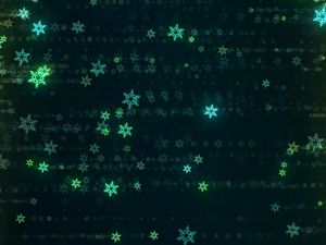 Preview wallpaper snowflakes, glitter, abstraction, green