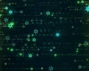 Preview wallpaper snowflakes, glitter, abstraction, green