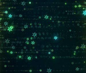 Preview wallpaper snowflakes, glitter, abstraction, green