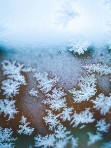 Preview wallpaper snowflakes, ice, macro, glass