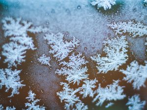 Preview wallpaper snowflakes, ice, macro, glass