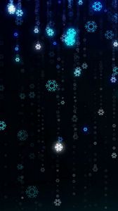 Preview wallpaper snowflakes, pattern, digital, drop, glowing, festive
