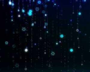 Preview wallpaper snowflakes, pattern, digital, drop, glowing, festive