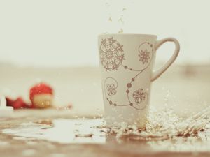 Preview wallpaper snowflakes, spray, cup, drop, water, motion blur