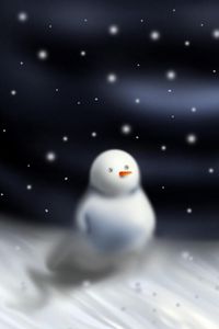 Preview wallpaper snowman, blizzard, snow, night