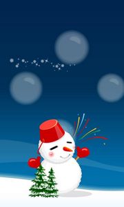 Preview wallpaper snowman, castle, fireworks, holiday, christmas trees, christmas