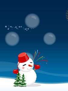 Preview wallpaper snowman, castle, fireworks, holiday, christmas trees, christmas