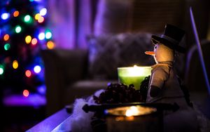 Preview wallpaper snowman, christmas, candles