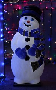 Preview wallpaper snowman, christmas, new year, garland, backlight