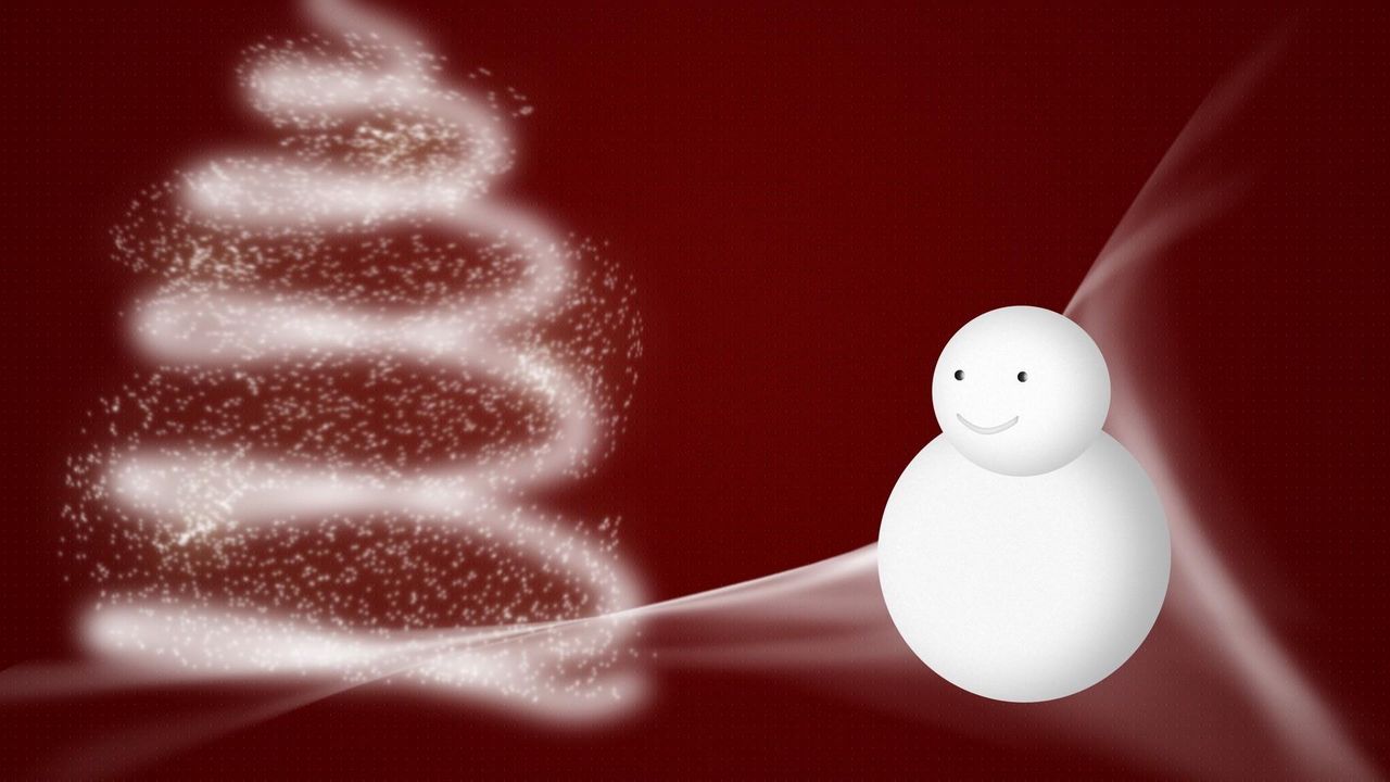 Wallpaper snowman, christmas tree, snow, blizzard, new year