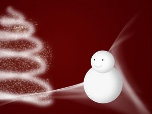 Preview wallpaper snowman, christmas tree, snow, blizzard, new year