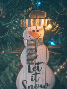 Preview wallpaper snowman, decoration, garland, tree, new year, christmas