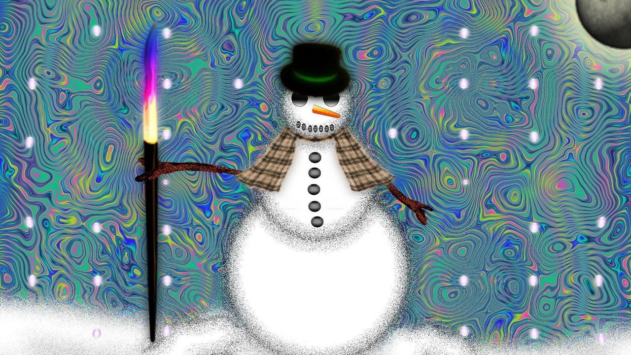 Wallpaper snowman, fire, patterns, backgrounds, bright