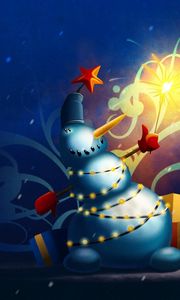 Preview wallpaper snowman, garland, sparkler, gifts, holiday