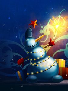 Preview wallpaper snowman, garland, sparkler, gifts, holiday