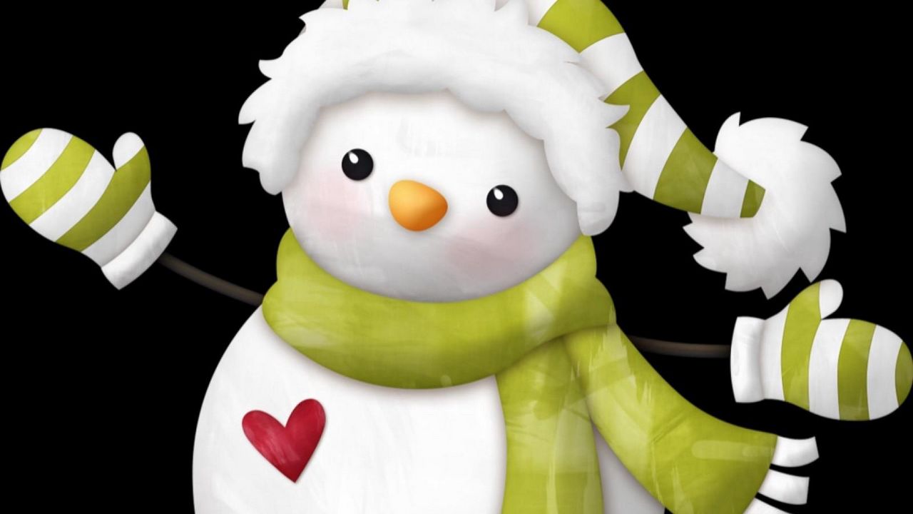 Wallpaper snowman, hat, scarf, heart