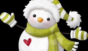 Preview wallpaper snowman, hat, scarf, heart