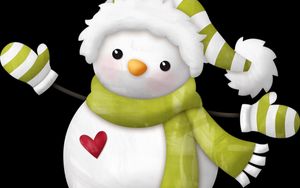 Preview wallpaper snowman, hat, scarf, heart