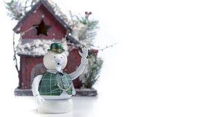 Preview wallpaper snowman, house, new year, christmas, toy
