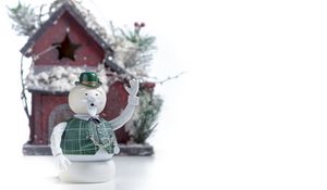 Preview wallpaper snowman, house, new year, christmas, toy