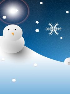 Preview wallpaper snowman, moon, christmas, snowflakes, christmas decorations, balloon