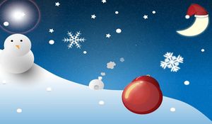 Preview wallpaper snowman, moon, christmas, snowflakes, christmas decorations, balloon