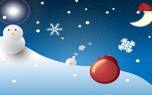 Preview wallpaper snowman, moon, christmas, snowflakes, christmas decorations, balloon