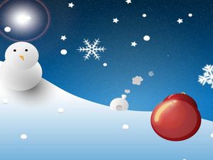 Preview wallpaper snowman, moon, christmas, snowflakes, christmas decorations, balloon