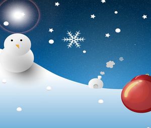 Preview wallpaper snowman, moon, christmas, snowflakes, christmas decorations, balloon