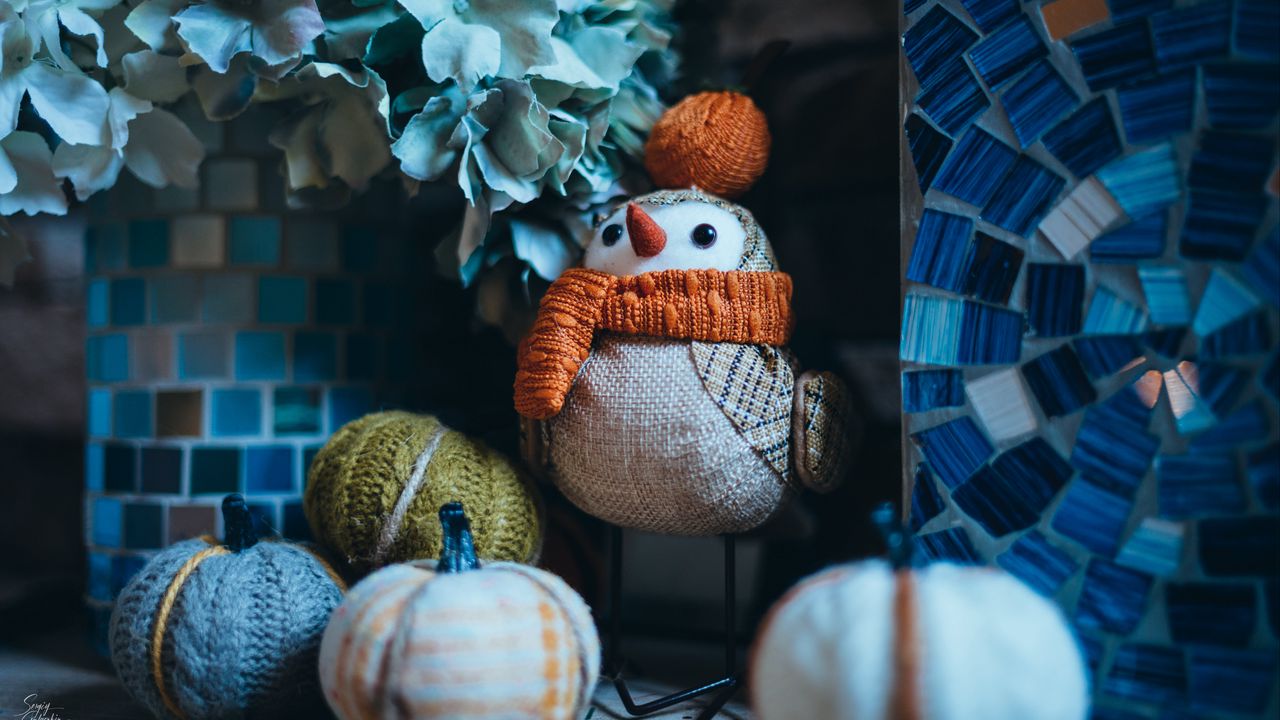 Wallpaper snowman, pumpkin, toys, decoration, cute