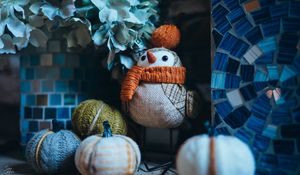 Preview wallpaper snowman, pumpkin, toys, decoration, cute