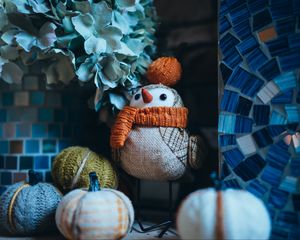 Preview wallpaper snowman, pumpkin, toys, decoration, cute