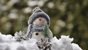 Preview wallpaper snowman, snow, figurine, toy, new year, christmas