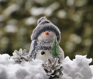 Preview wallpaper snowman, snow, figurine, toy, new year, christmas
