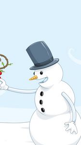 Preview wallpaper snowman, snow, food, drawing