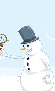 Preview wallpaper snowman, snow, food, drawing