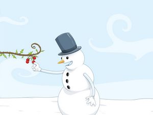 Preview wallpaper snowman, snow, food, drawing