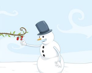Preview wallpaper snowman, snow, food, drawing