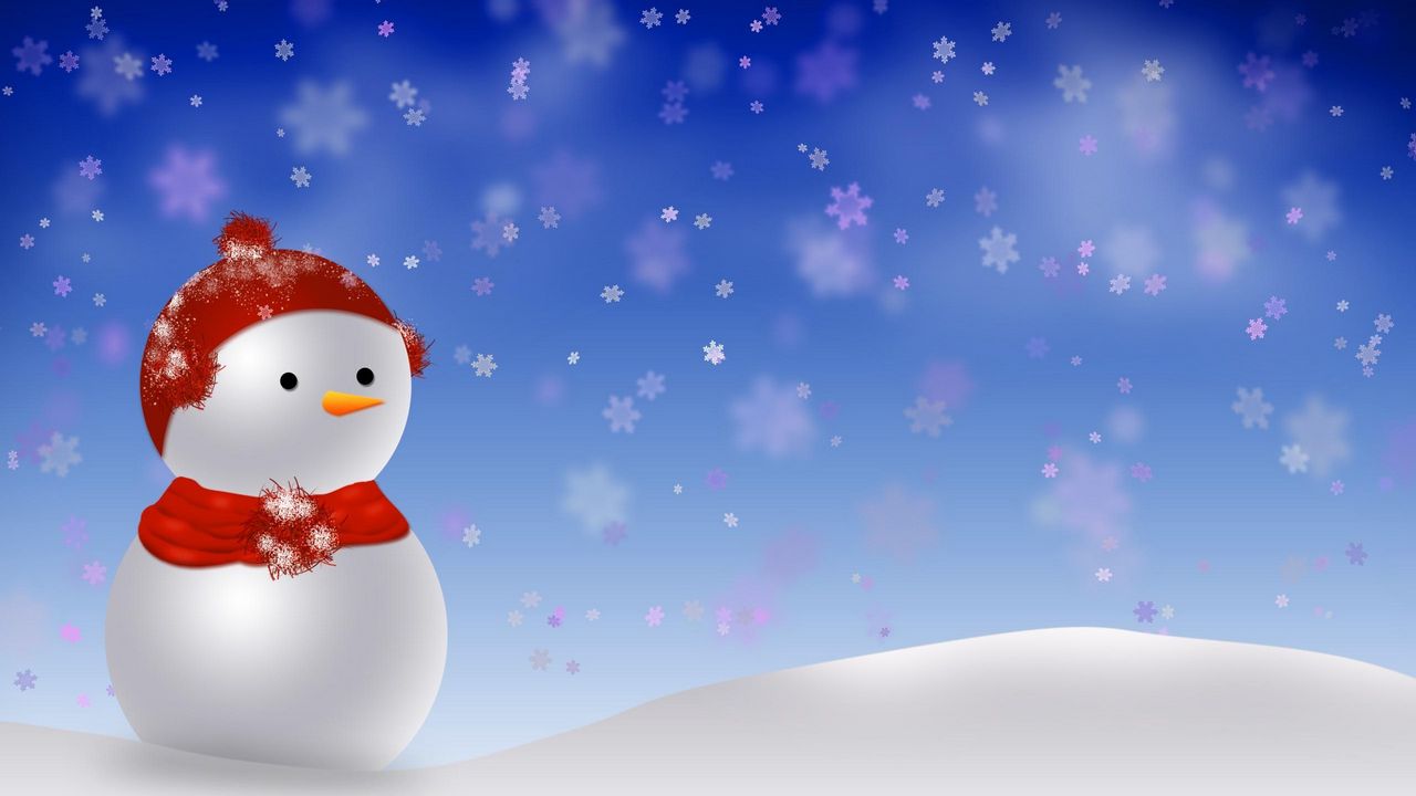 Wallpaper snowman, snowdrift, snow, snowflakes