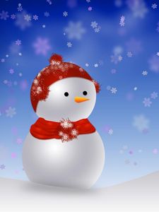 Preview wallpaper snowman, snowdrift, snow, snowflakes