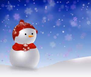 Preview wallpaper snowman, snowdrift, snow, snowflakes
