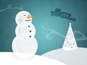 Preview wallpaper snowman, tree, sign, wishes, christmas