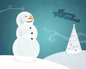 Preview wallpaper snowman, tree, sign, wishes, christmas