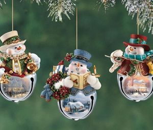 Preview wallpaper snowmen, christmas decorations, branch, new year, christmas, holiday, close-up