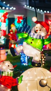 Preview wallpaper snowmen, garlands, decorations, new year, christmas