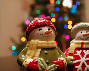 Preview wallpaper snowmen, toys, holiday