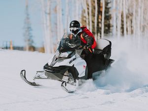 Preview wallpaper snowmobile, snow, helmet, winter